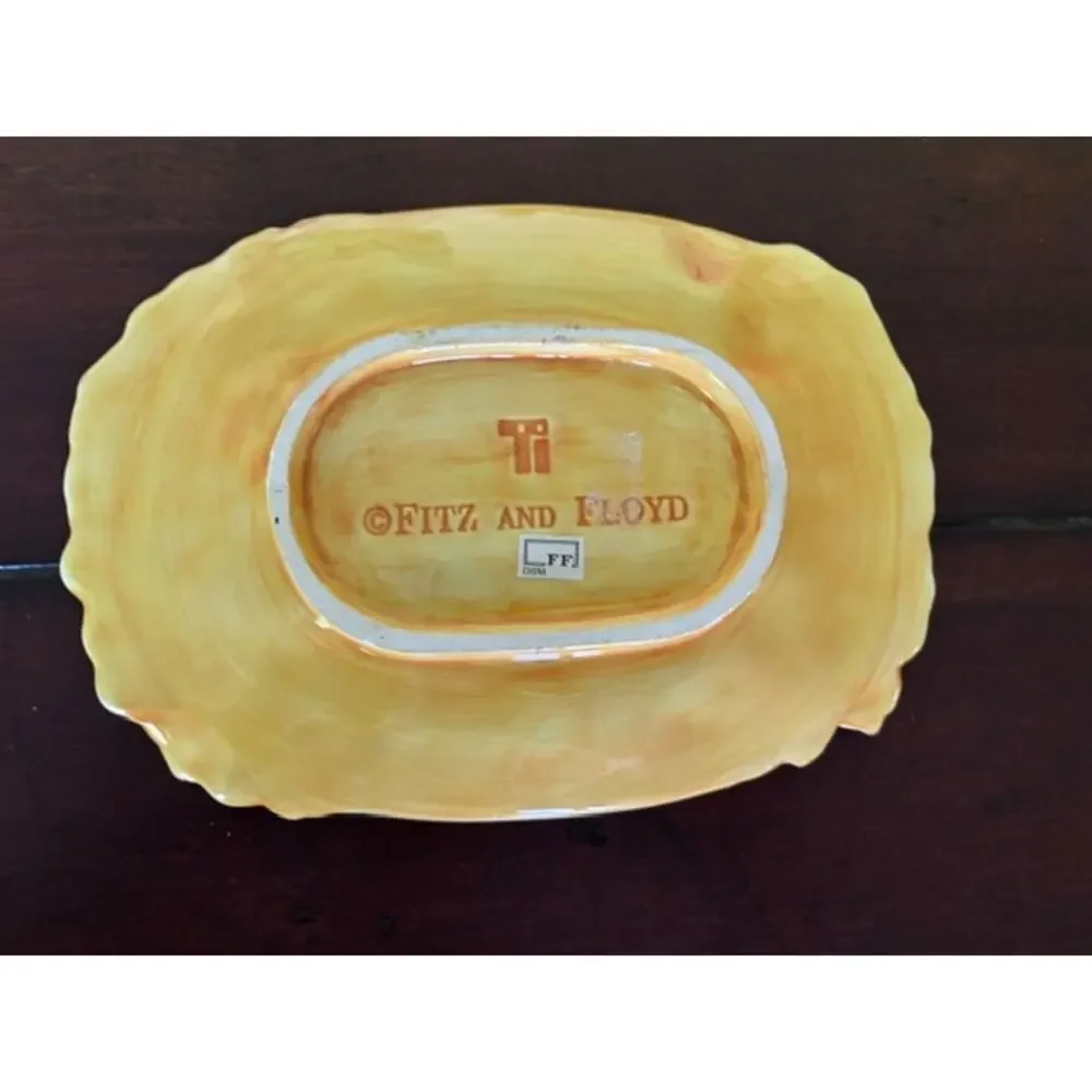 Vintage Fitz Floyd Thanksgiving Banquet 9.5” Canape Plate Grapes Leaves
